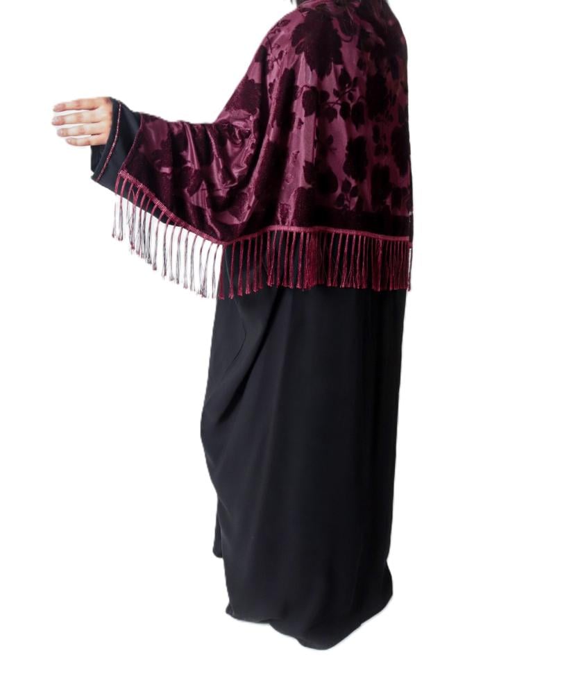 Linen abaya with velvet and chiffon SLC120 I