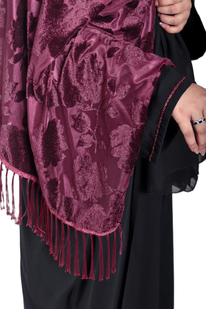 Linen abaya with velvet and chiffon SLC120 I