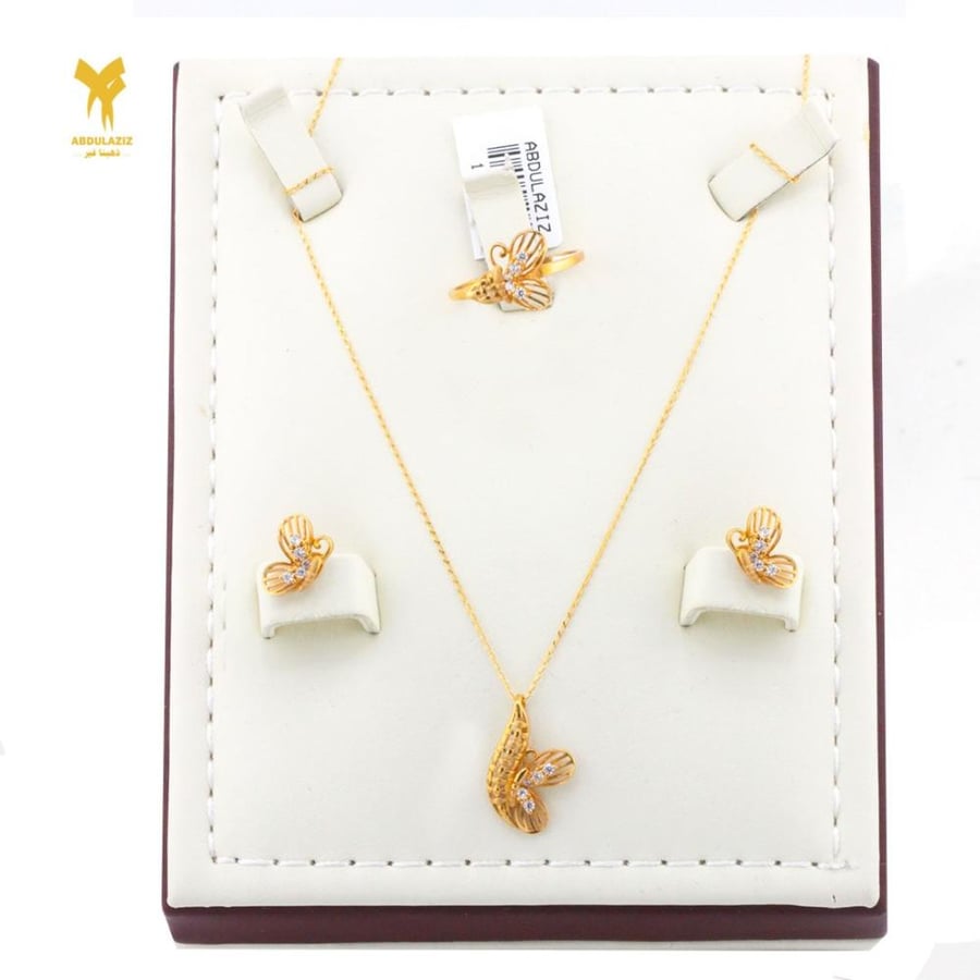 21K Gold Half Set with Necklace and Ring - نصف طقم ذهب مع خاتم وسلسال عيار 21