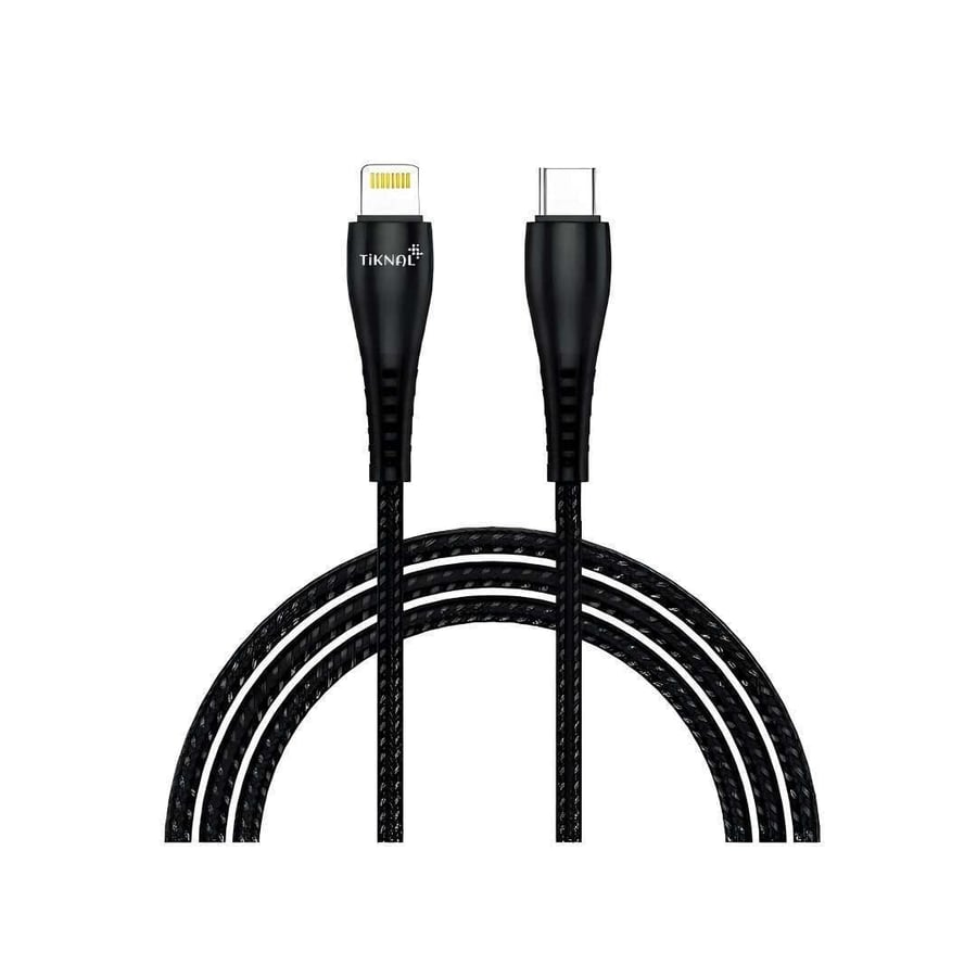 كيبل تيكنال (Tiknal) قماشي PD من USB-C إلى Lightning - سلك شحن سريع آيفون أصلي مضفر بضمان سنتين