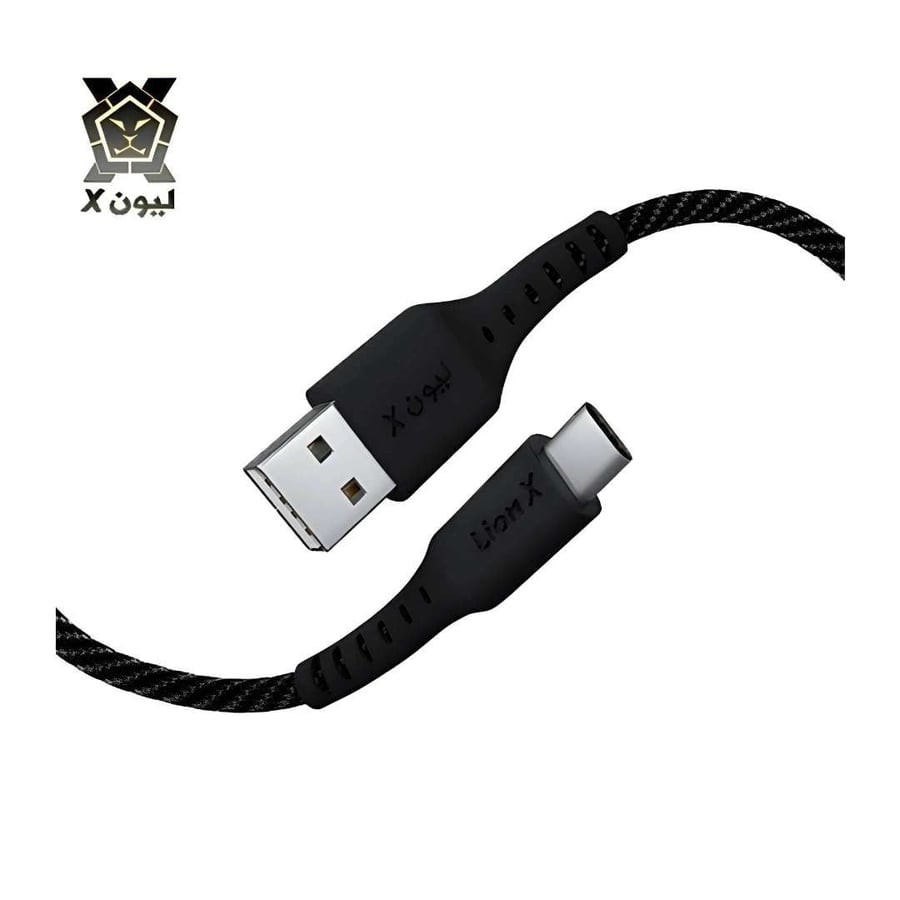 كيبل ليون إكس (Lion X) قماشي من USB-A إلى Type-C - سلك شحن سريع ومزامنة بيانات فائق القوة بضمان سنتين