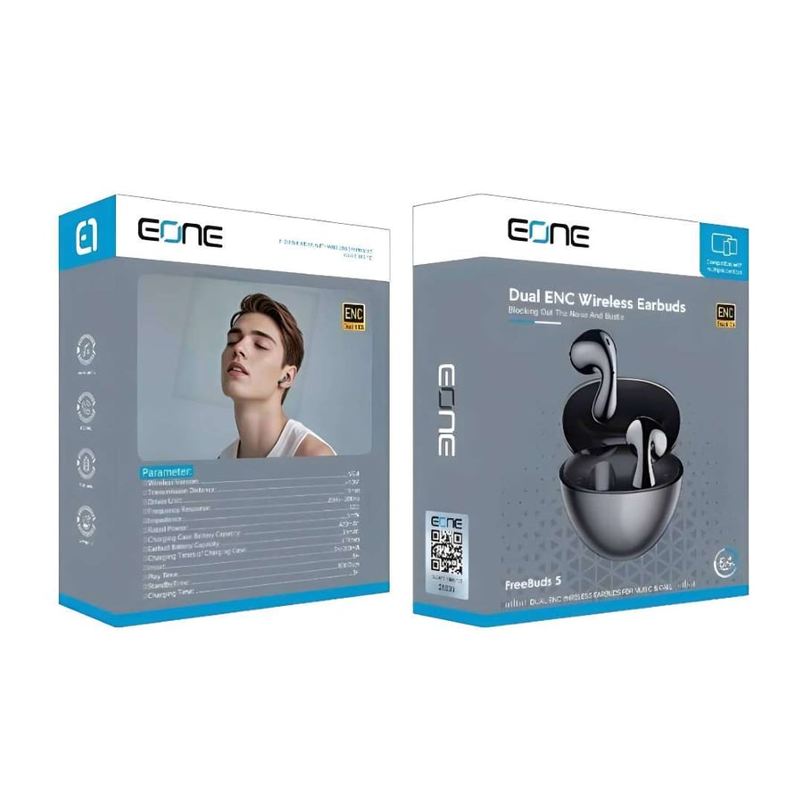 سماعة EONE FreeBuds 5 - سماعات لاسلكية تدعم خاصية عزل الضوضاء المزدوج ENC.