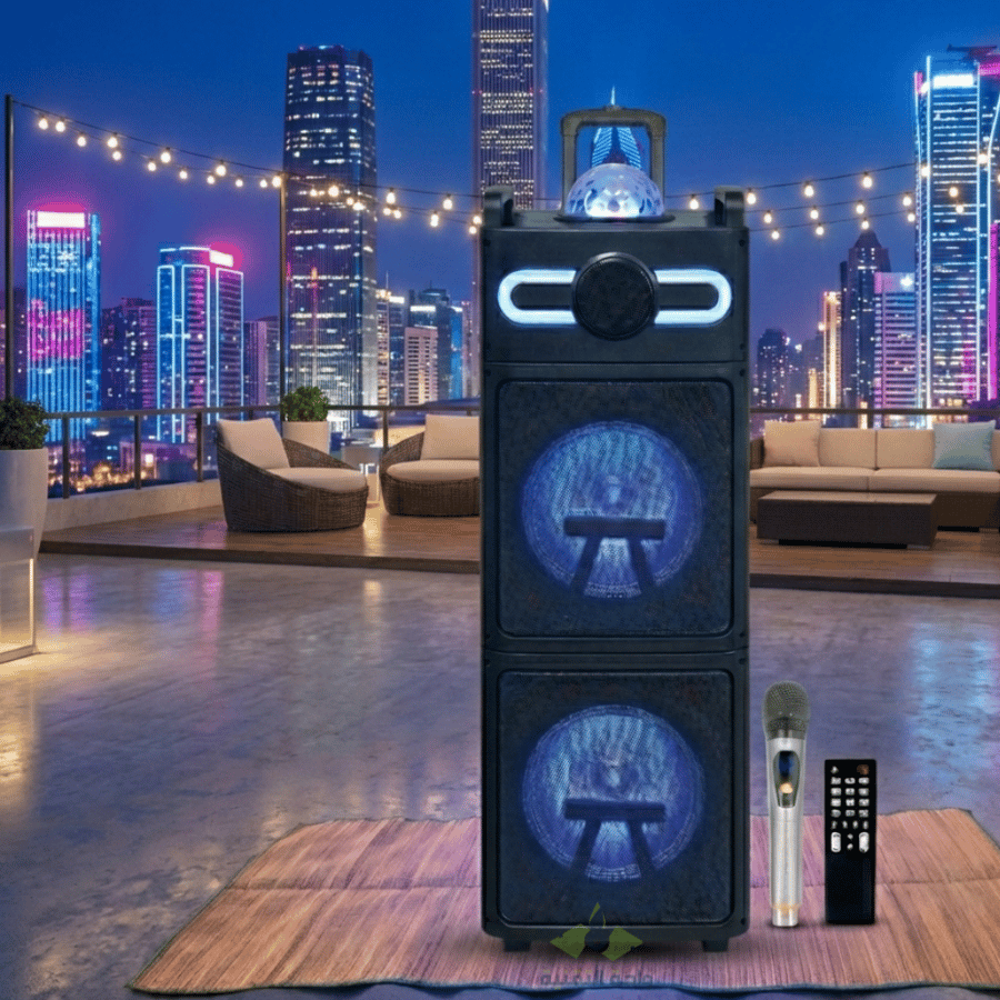 مكبر صوت بلوتوث محمول DLC-32269 بقوة 40 واط مع ميكروفون لاسلكي وريموت تحكم – إضاءة LED ملونة