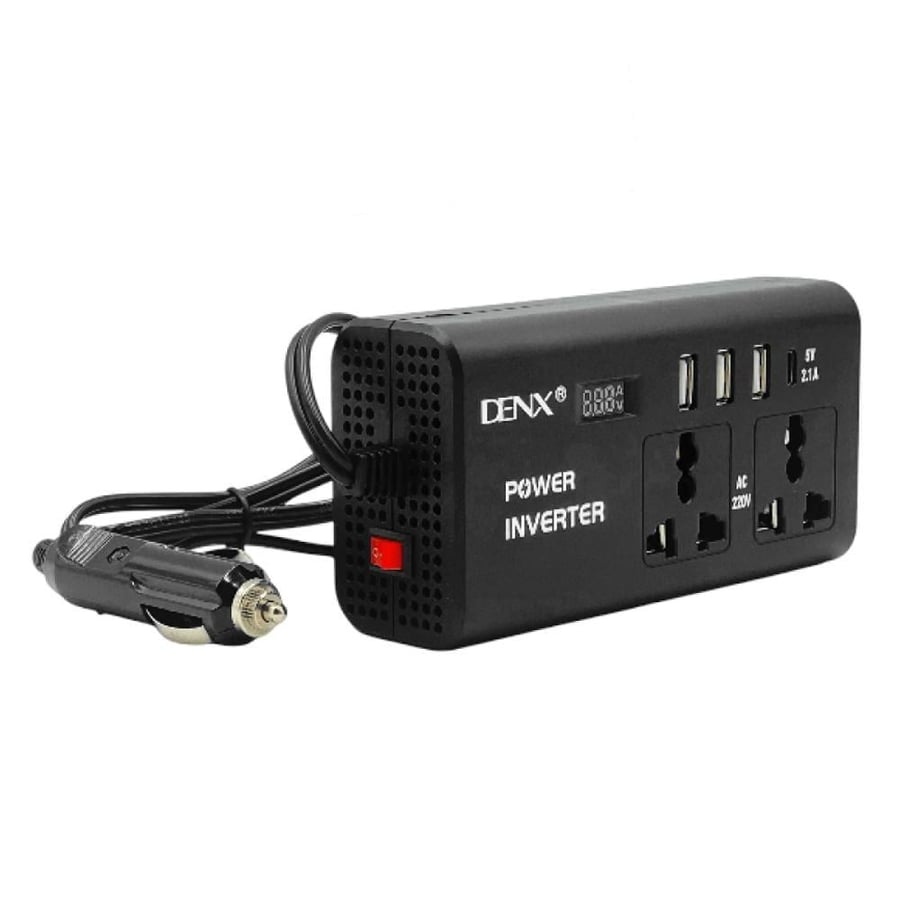 Car connector for cigarette lighter input with Type-C input, car power adapter 12 volts to 220 volts, 300 watts, multi-purpose DX136 DENX