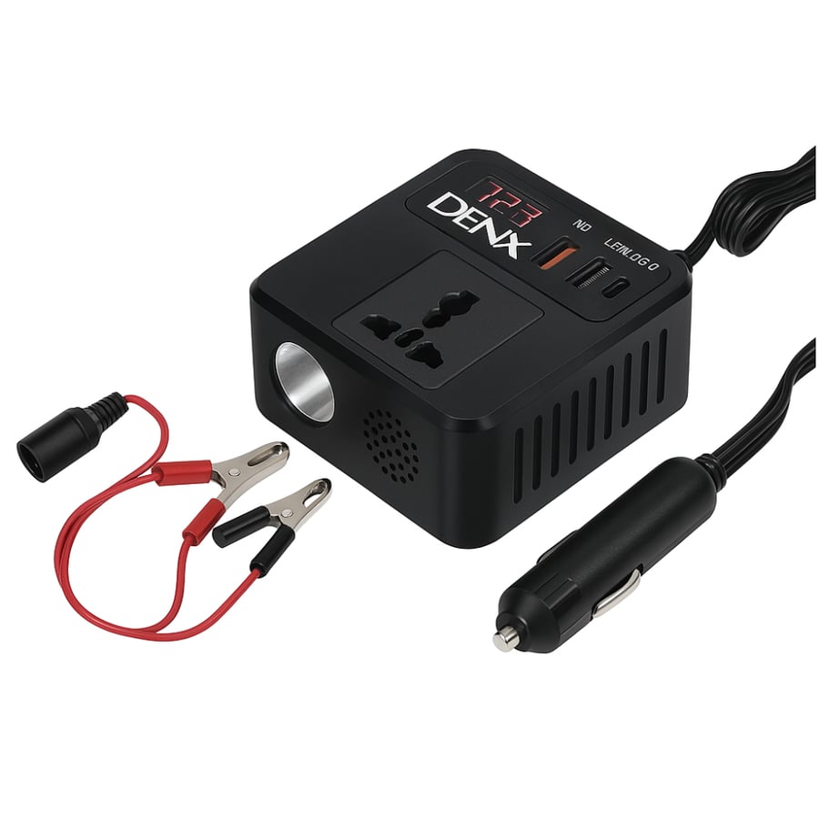 DENX DX137 car power adapter 100 watt with USB and Type-C ports safe