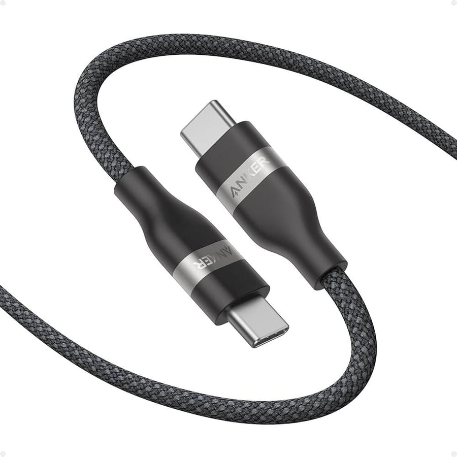 انكر سلك شاحن من للايفون والاندرويد شحن سريع  USB‎-‎C الى USB-C سلك شحن ونقل بيانات Anker USB-C to USB-C Cable 3ft, 240W