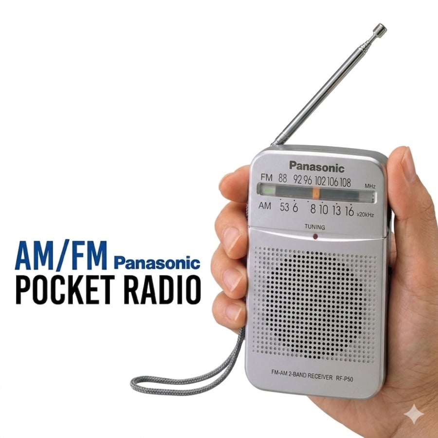 راديو جيب FM -  باناسونيك حجم صغير جيب ، اف ام Panasonic RF-P50D Pocket AM/FM فضي