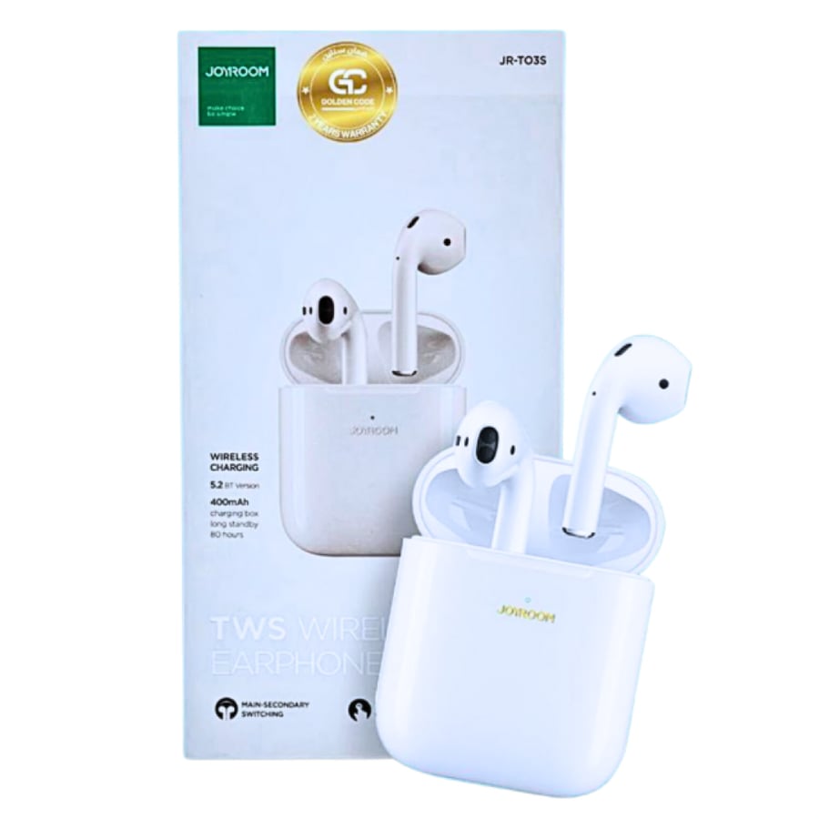 سماعة جيروم ايربودز Joyroom JR-T03s- الكود الذهبي ضمان سنتين