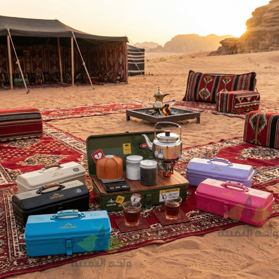 صندوق عزبة شاي حديد بكامل الاغراض مناسب للبر والكشتات CAMPING FAMILY CM-48312
