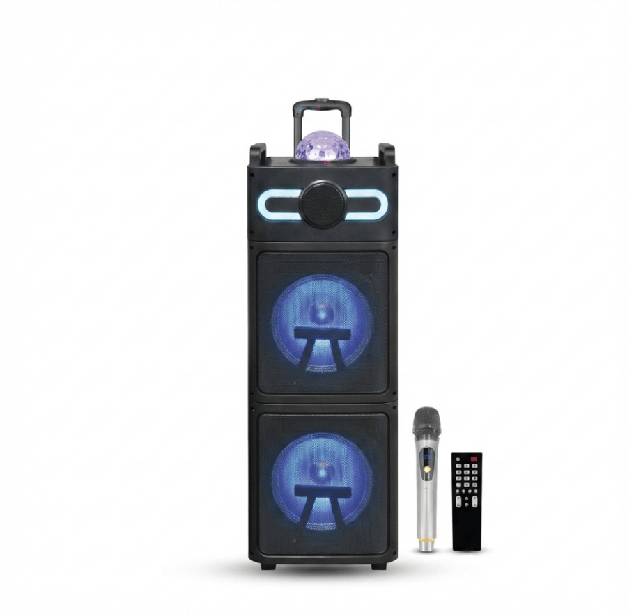 مكبر صوت بلوتوث محمول DLC-32269 بقوة 40 واط مع ميكروفون لاسلكي وريموت تحكم – إضاءة LED ملونة