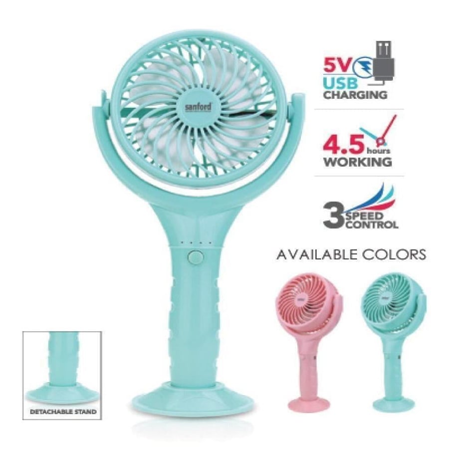مروحة يد محمولة سانفورد 4.5 واط قابلة لاعادة الشحن بمنفذ USB، متعددة الالوان Sanford Hand fan