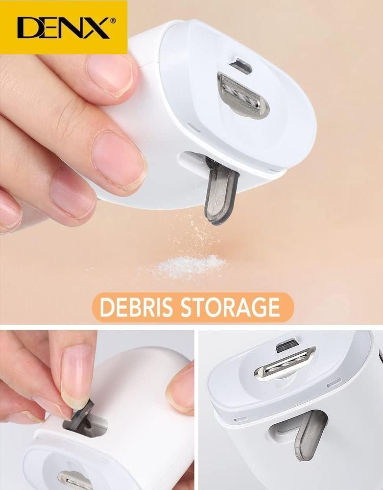 مقص أظافر إلكتروني محمول DENX DX3710 | آمن وقابل للشحن | إضاءة LED | للأطفال والكبار