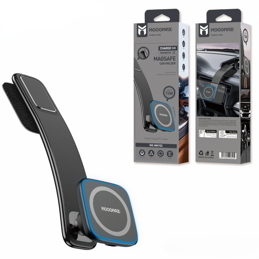 Easy-to-use mobile stand with 15-watt wireless charger from Moogmax