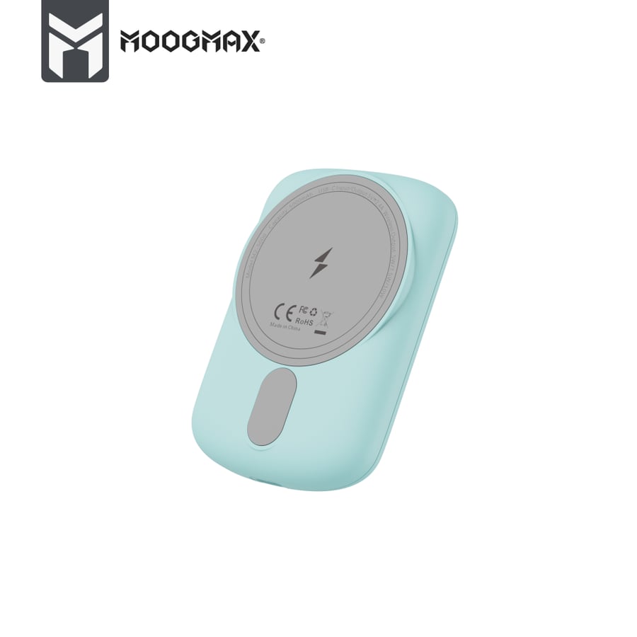 باور بانك حجم صغير شحن سريع مع شاحن لاسلكي بقوة 12 واط  بسعة 5000 من Moogmax ضمان سنتين MX219