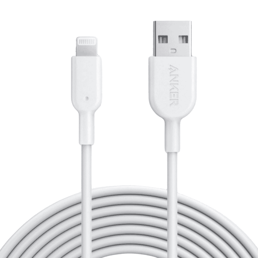سلك شاحن انكر باورلاين الاصدار الثاني من USB الى ايفون بطول 3 م - ابيض