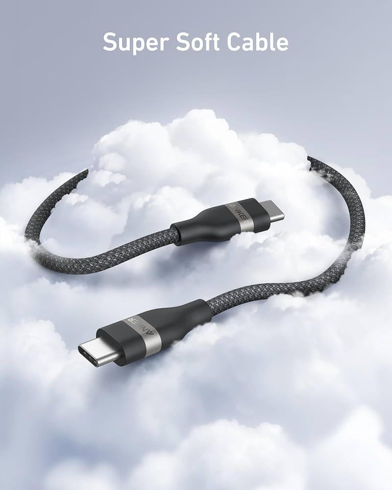 انكر سلك شاحن من للايفون والاندرويد شحن سريع  USB‎-‎C الى USB-C سلك شحن ونقل بيانات Anker USB-C to USB-C Cable 3ft, 240W