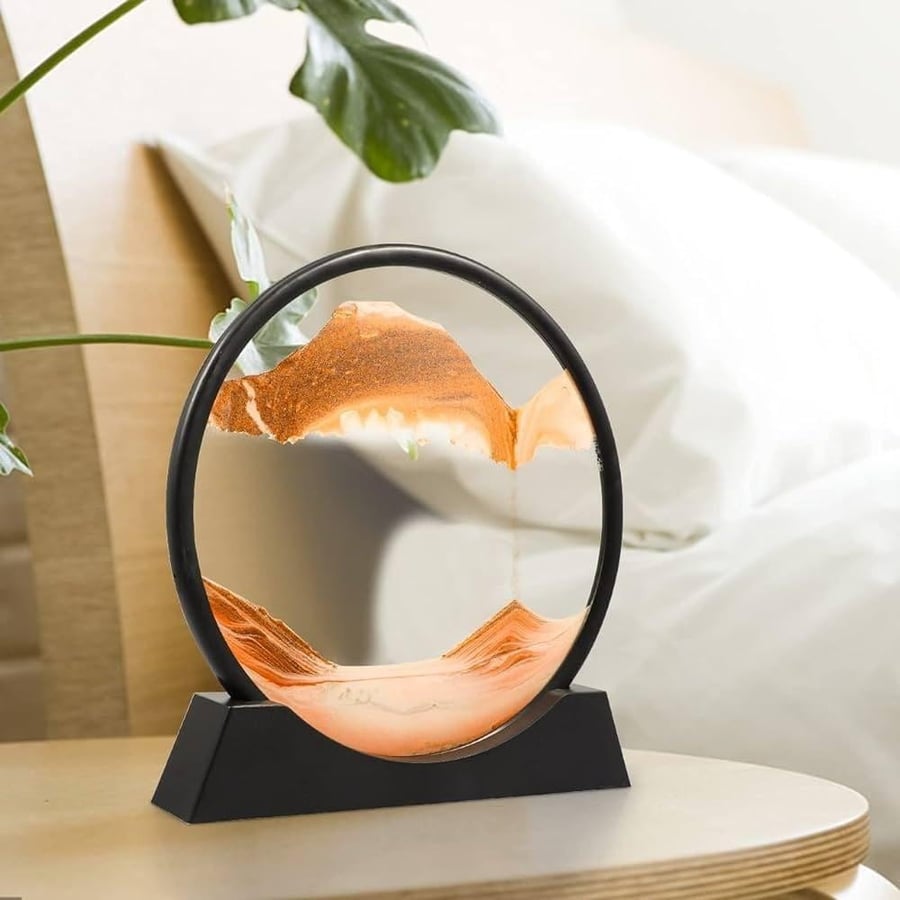 A circular hourglass for decoration, dynamic moving, three-dimensional, with a circular design