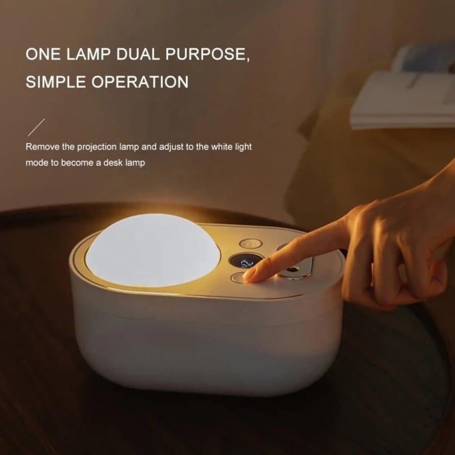 A diffuser with star projector, with a digital screen suitable for children's rooms, home, and office, 4000mAh, and a water tank with a capacity of 1000 ml.