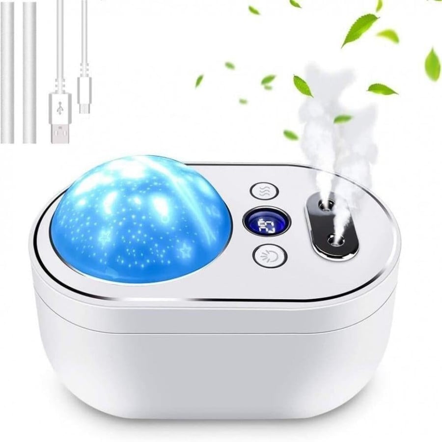 A diffuser with star projector, with a digital screen suitable for children's rooms, home, and office, 4000mAh, and a water tank with a capacity of 1000 ml.