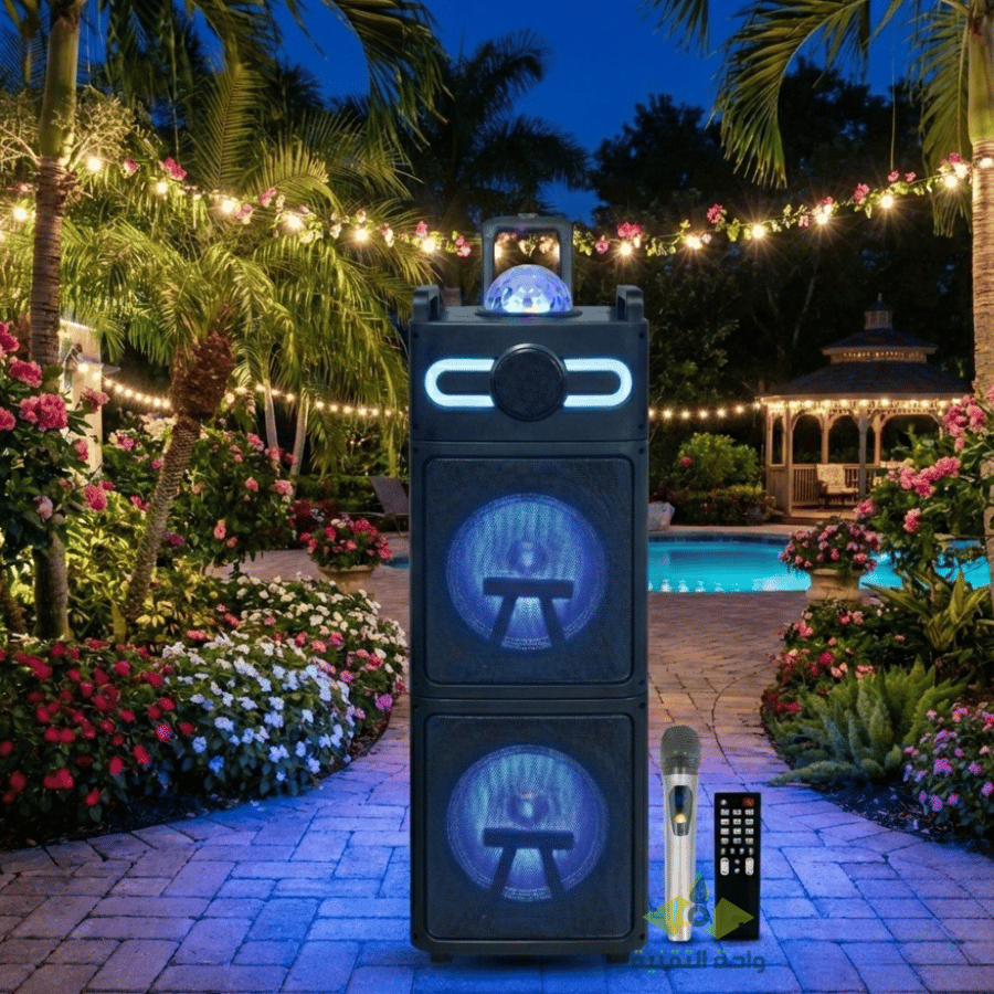 مكبر صوت بلوتوث محمول DLC-32269 بقوة 40 واط مع ميكروفون لاسلكي وريموت تحكم – إضاءة LED ملونة