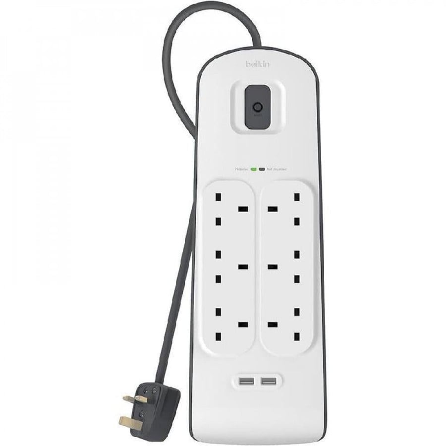 توصيلة بيلكن 6 منافذ طاقه بمنفذين يو اس بي-Belkin 6-input connector with USB ports
