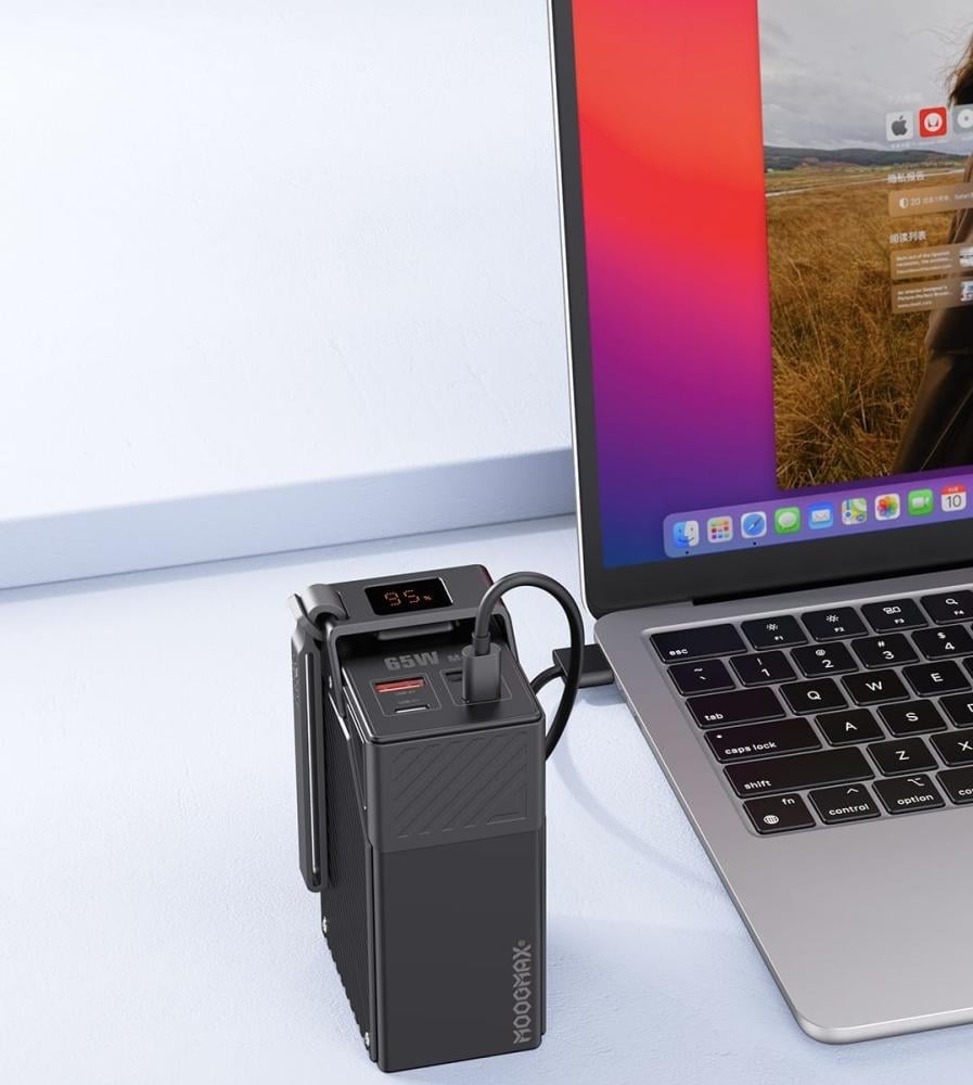 بطارية متنقلة اربع مداخل  MOOGMAX 30000mAh بسرعة شحن 65 واط – تصميم قوي وعصري