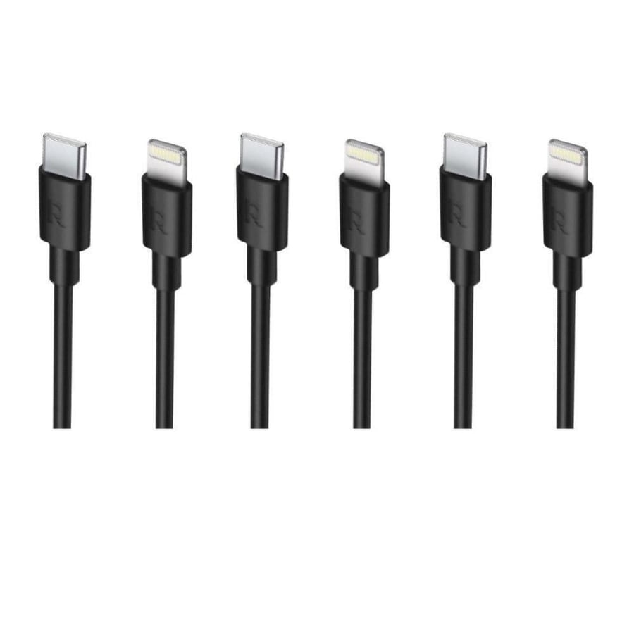 بكج ثلاث حبات كيبل من راف باور Type-C إلى Lightning بخاصية الشحن السريع PD معتمد من ابل بطول 1 متر - RAVPOWER RP-CB1016
