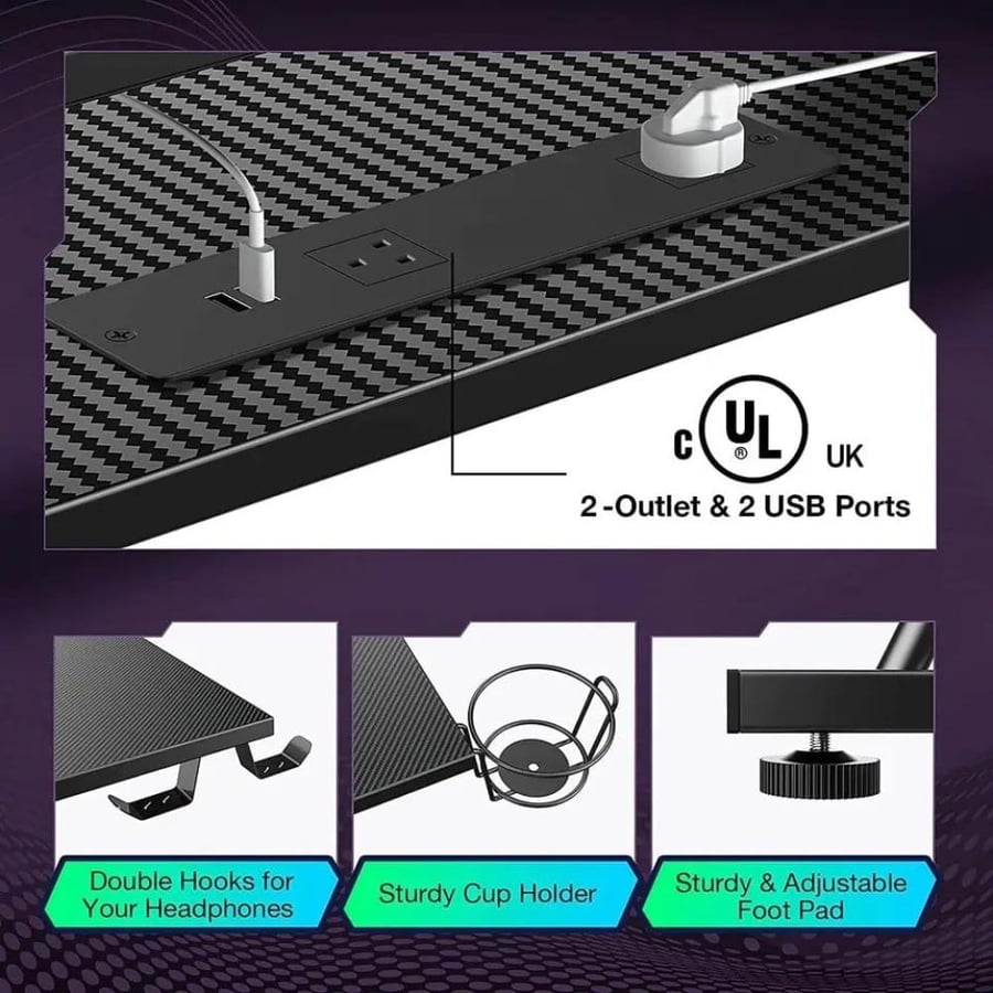 مكتب كمبيوتر بتصميم أنيق على شكل حرف "L" طاولة ألعاب بتصميم حرف L وحامل شاشة من zoom