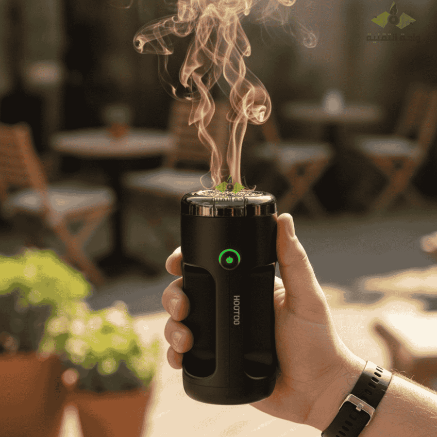 مبخرة إلكترونية متنقلة بشكل مميز بمقبض HOOTOO | بطارية 2000mAh | شحن Type-C | لجميع أنواع البخور | HT-G5 أسود