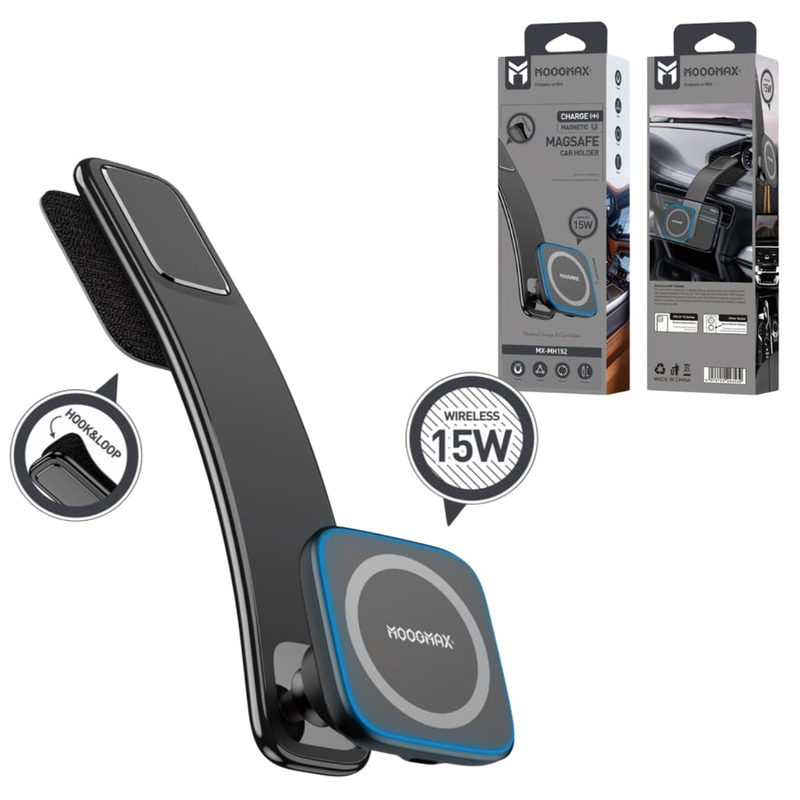 Easy-to-use mobile stand with 15-watt wireless charger from Moogmax