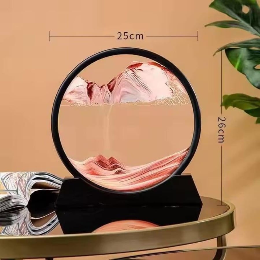 A circular hourglass for decoration, dynamic moving, three-dimensional, with a circular design
