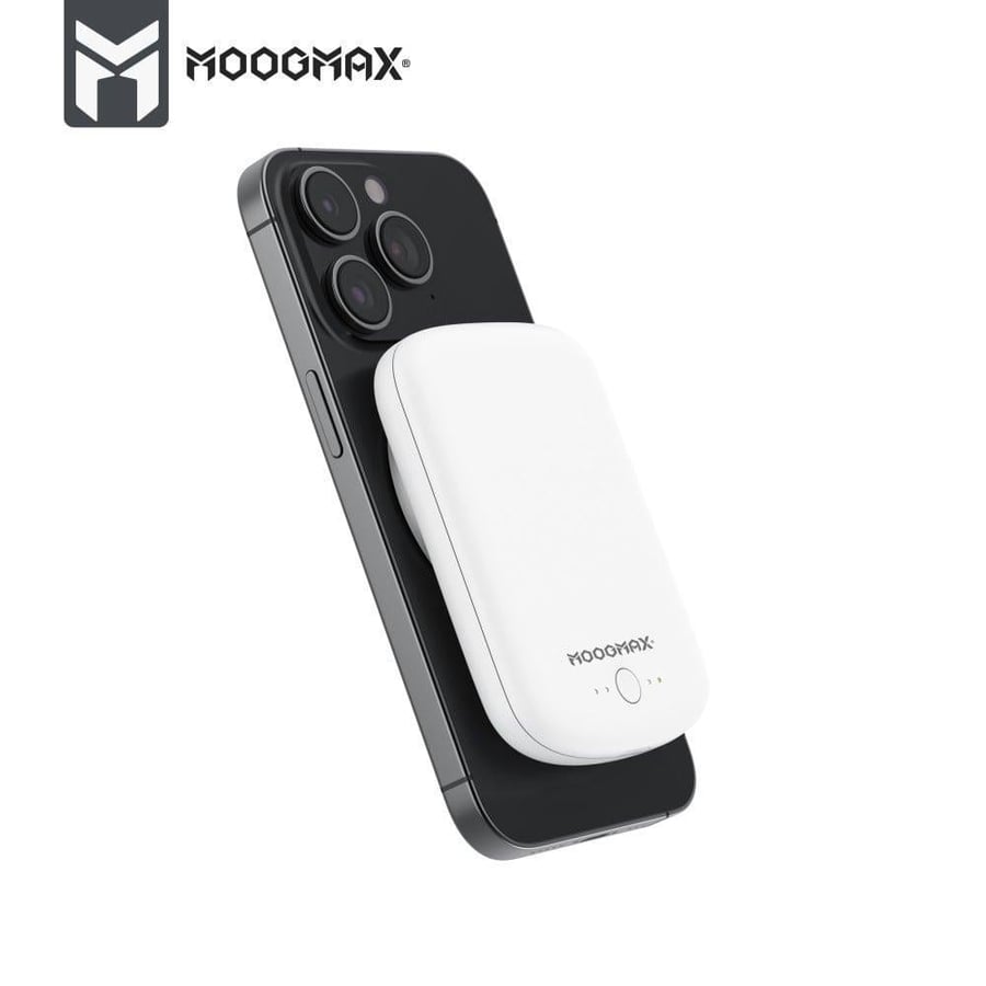 باور بانك حجم صغير شحن سريع مع شاحن لاسلكي بقوة 12 واط  بسعة 5000 من Moogmax ضمان سنتين MX219