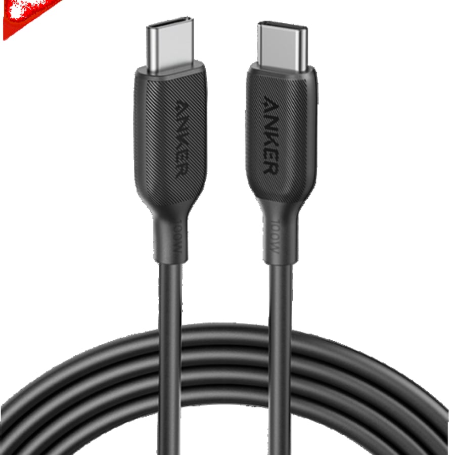 انكر كيبل قماش شحن ومزامنة 1.8 ، توصيل يو اس بي سي الى يو اس بي سي، اسود - A81F6H11- Anker USB-C to USB-C Cable (6ft Braided, Black