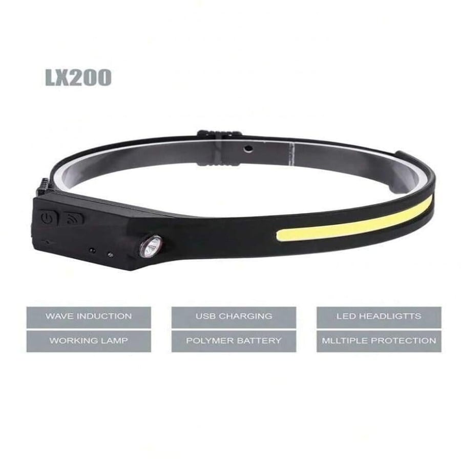 كشاف رأس ( مصباح راس بمستشعر حركة) LED HEAD LAMP بنوعين من الإضاءة  بطارية 600 mAh من dlc DLC-32816 5v 3.7w