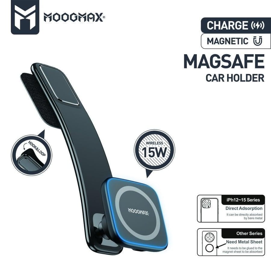 Easy-to-use mobile stand with 15-watt wireless charger from Moogmax