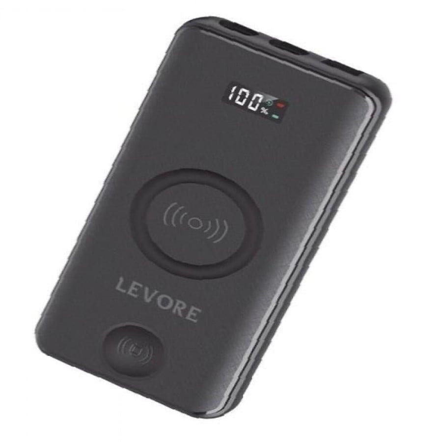 شاحن متنقل من ليفوري لاسلكي لساعات والهواتف وسلكي بقوة 20 واط وسعة 10ألاف  Levore Power Bank with Wireless Charging 10000 mAh 20W - Black