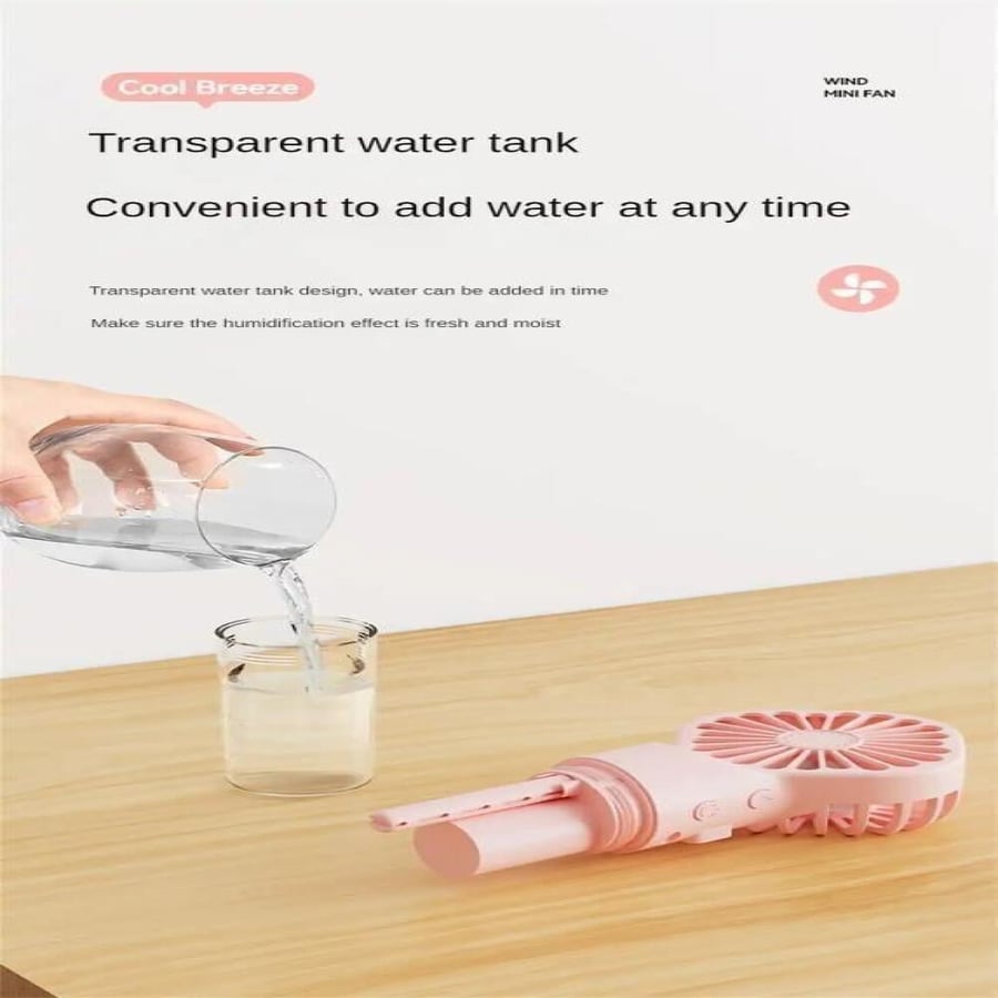 Small portable spray fan with rechargeable spray