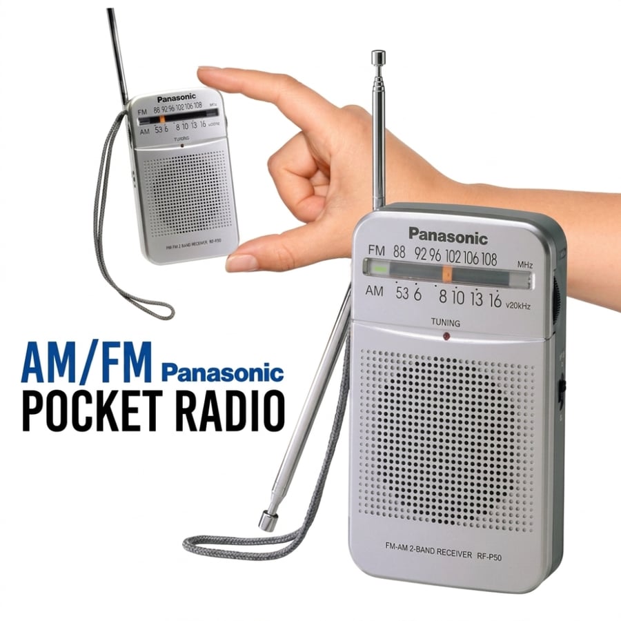 راديو جيب FM -  باناسونيك حجم صغير جيب ، اف ام Panasonic RF-P50D Pocket AM/FM فضي