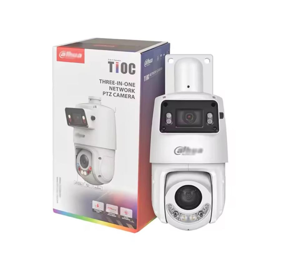 High-quality surveillance camera, moving camera, 4 megapixels, features two lenses, moving lens, and 180-degree panorama lens, 25x zoom