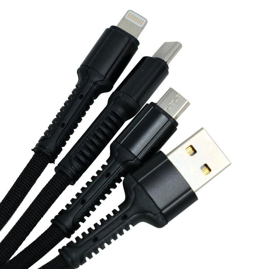 كيبل شحن اسود  3 في  1 بطول 120 سم  Go Des - UC511
