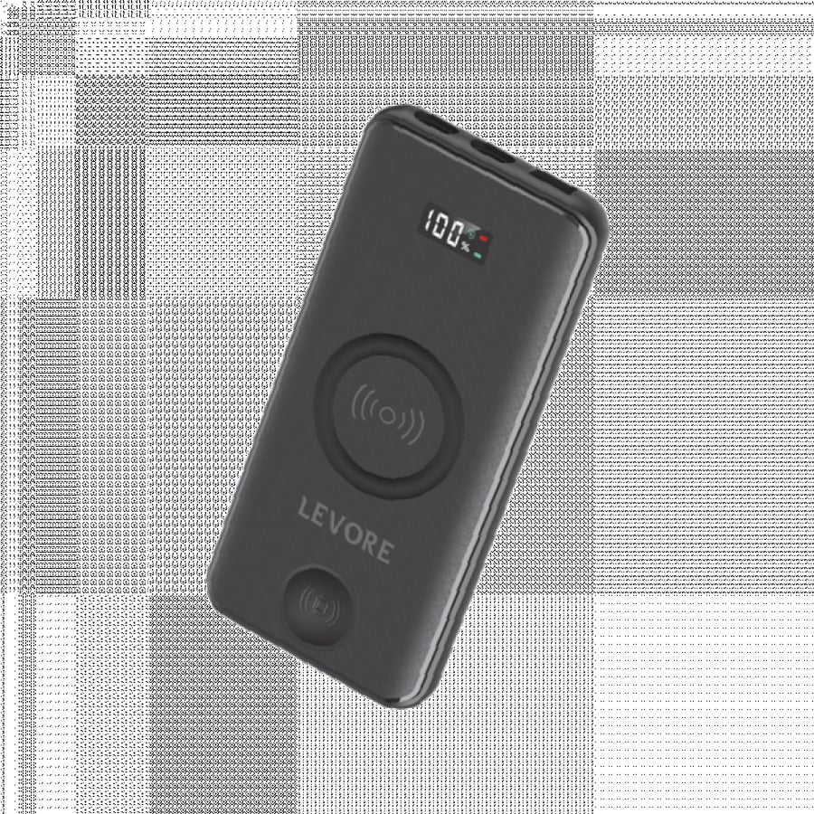 شاحن متنقل من ليفوري لاسلكي لساعات والهواتف وسلكي بقوة 20 واط وسعة 10ألاف  Levore Power Bank with Wireless Charging 10000 mAh 20W - Black