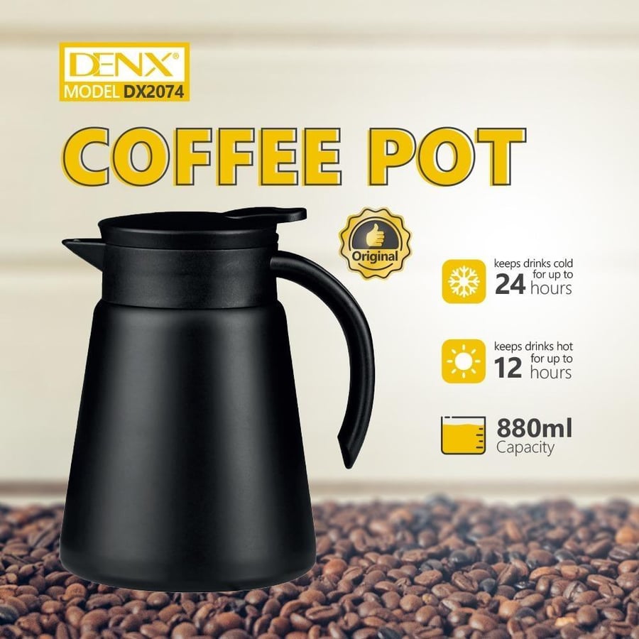 إبريق القهوة DX2074 من DENX بسعة 880 مل لحفظ المشروبات الساخنة والباردة