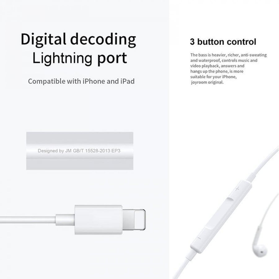 سماعة ايفون سلكية أصلية منفذ lightning تدعم اجهزة الايفون والايباد بطول 120 سم - ماركة waver