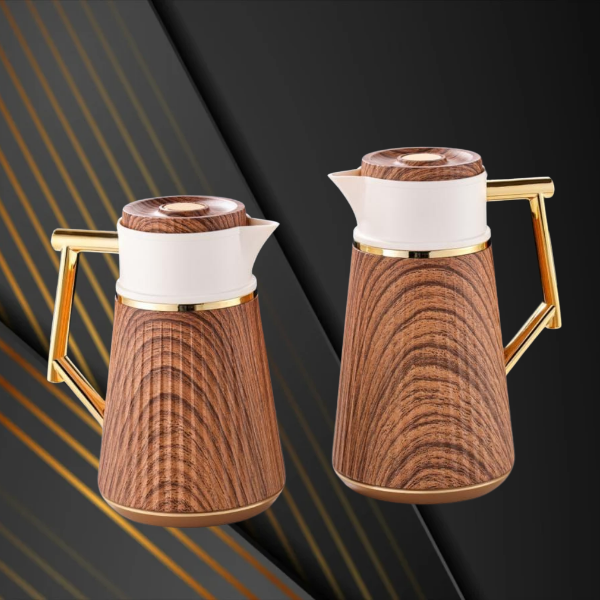 طقم ترمس بيج خشبي للشاي والقهوة من رويال كاميل 0217147