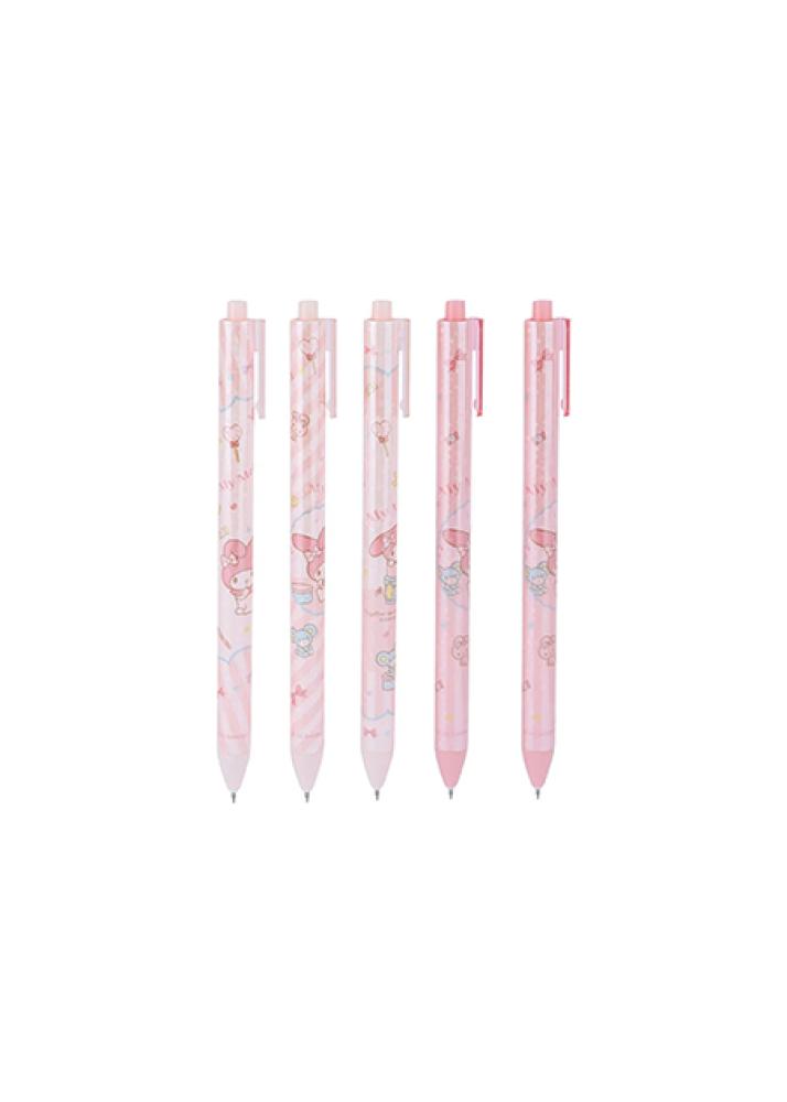 My Melody pen set, 5 pens, 0.5 mm size, black