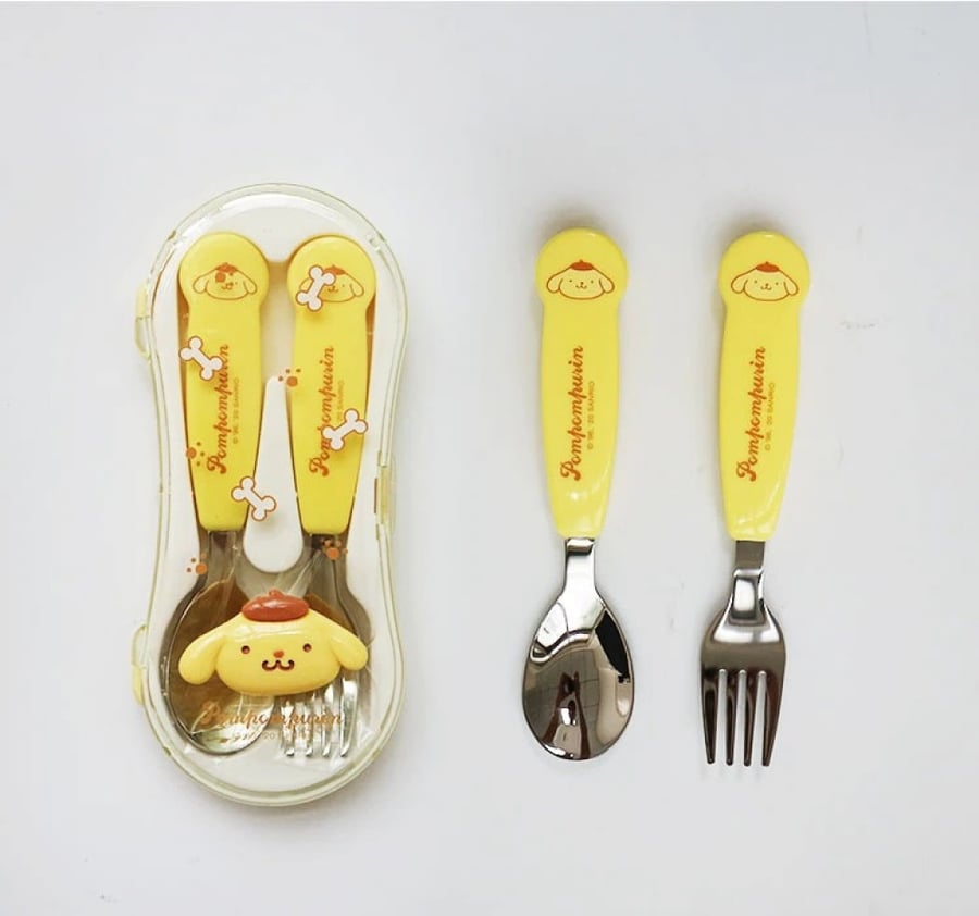 Boum Boubourine children's tableware set, fork and spoon, stainless steel - 2 pieces - yellow