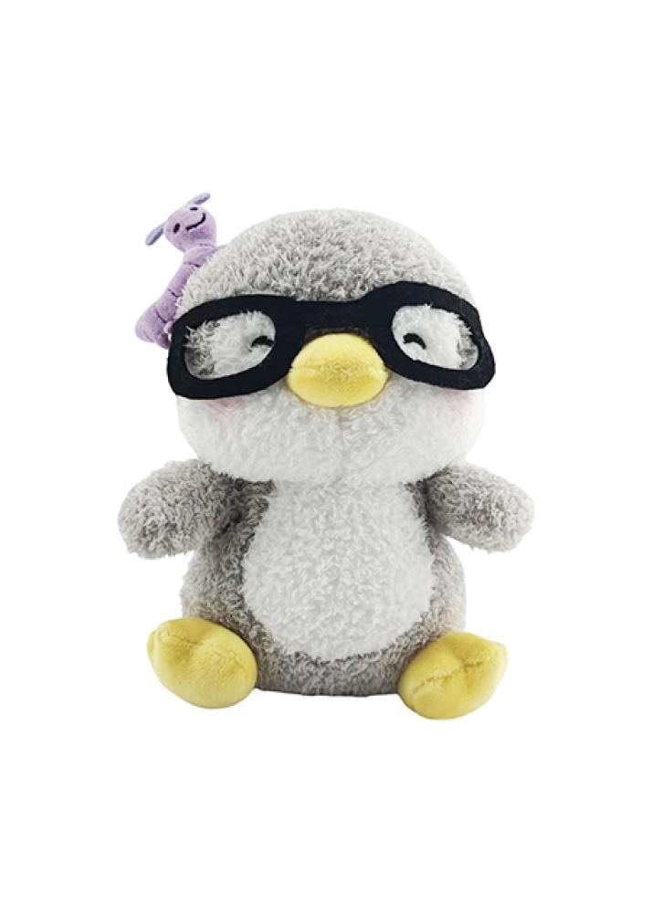 Penguin doll with glasses sitting, 20 cm size, from Mini Family collection - Gray