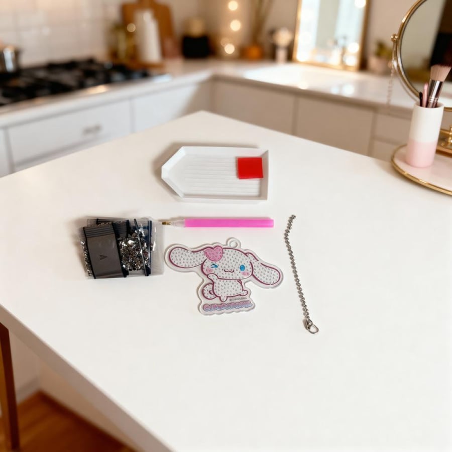 Acrylic medal decoration set with diamonds from the Sanrio collection - Cinnabon-style