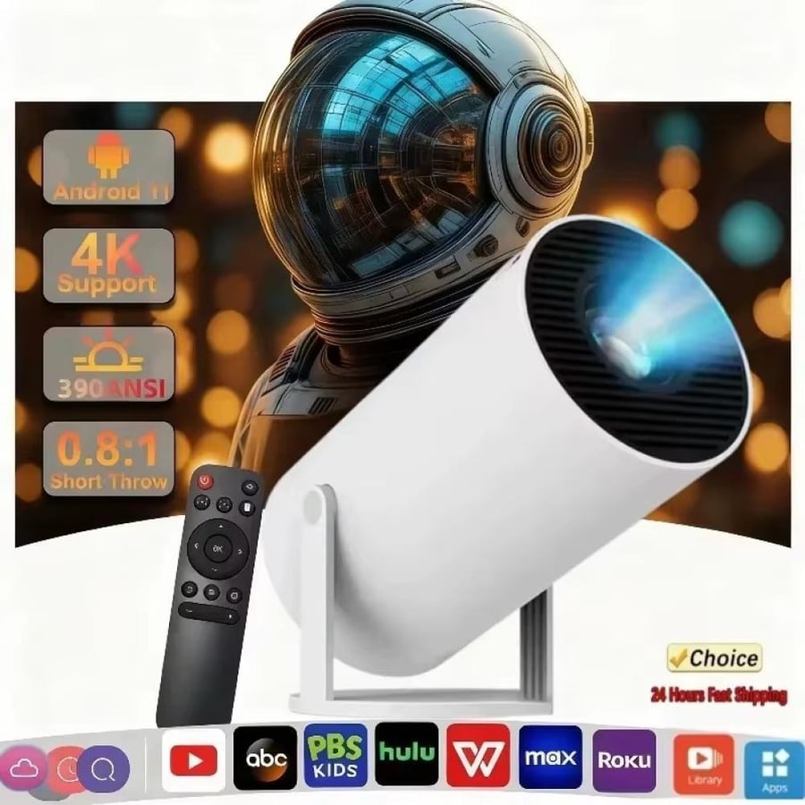 جهاز عرض بروجيكتور 4K ذكي للمنزل والسفر