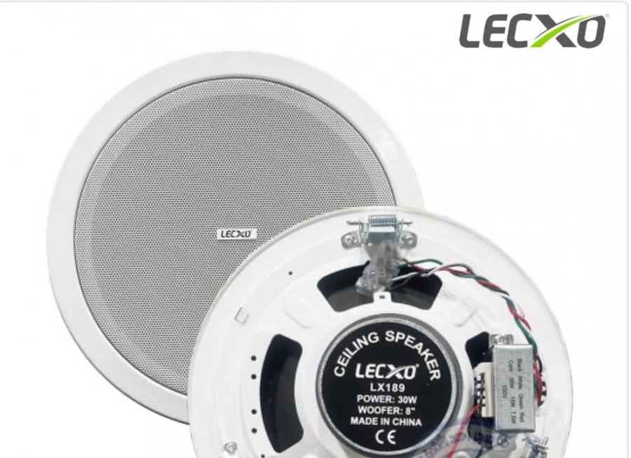 LECXO LX189T CELLING SPEAKER 30W سماعة سقفية من ليكسو بقوة 30وات مقاس 8إنش 21سم مناسبة للاستخدام في المحلات التجارية والمكاتب والمدارس والمنازل جودة عالية